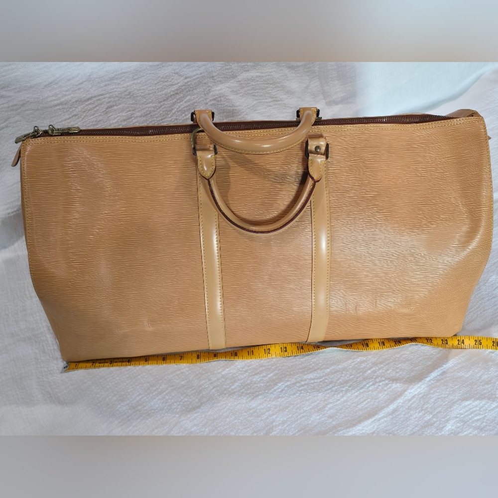 Louis Vuitton Epi Keepall 60 Tan Beige Brown Travel Bag Luggage Boston Speedy - Picture 8 of 16
